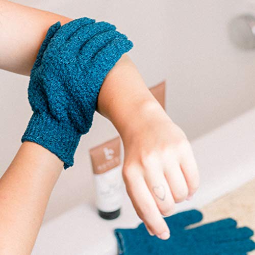 Exfoliating Bath Gloves for Shower - (2 Pairs, 4 Gloves) Medium Exfoliation, ...