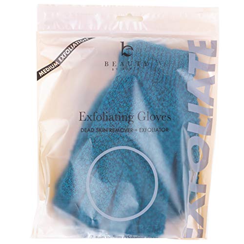 Exfoliating Bath Gloves for Shower - (2 Pairs, 4 Gloves) Medium Exfoliation, ...