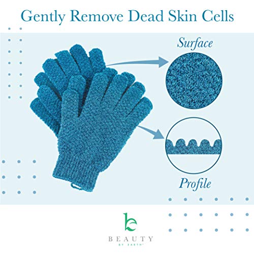 Exfoliating Bath Gloves for Shower - (2 Pairs, 4 Gloves) Medium Exfoliation, ...
