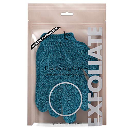 Exfoliating Bath Gloves for Shower - (2 Pairs, 4 Gloves) Medium Exfoliation, ...