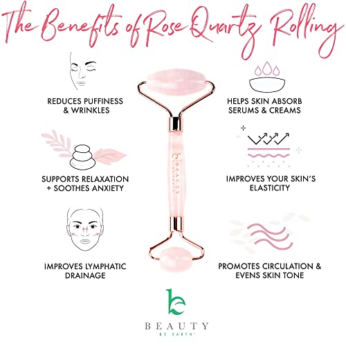 Rose Quartz Face Roller Skin Care Tools - Face Massager Roller, Facial Roller...