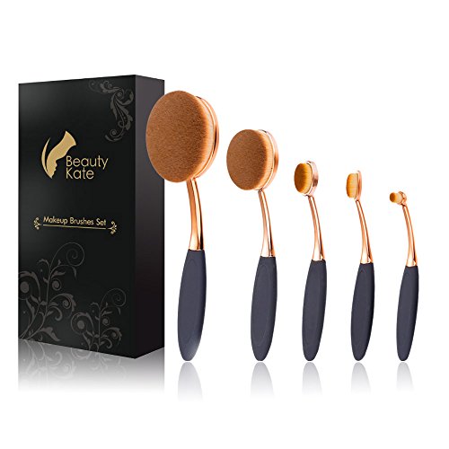 Beauty Kate Oval Makeup Brushes Set 5 Pcs Professional Oval Toothbrush Founda...
