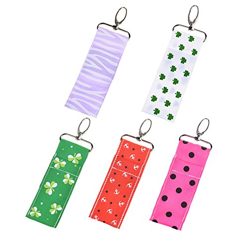 Beautyflier Pack of 5 Clip-on Sleeve Chapstick Pouch Keychain Lipstick Holder...