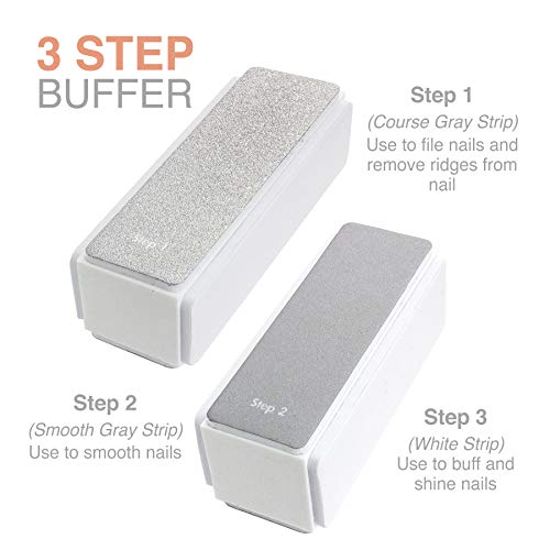 Beautyfrizz Citrus Nail Buffer Set - Nail Kit with 3-Sided Buffer, Cuticle Oi...