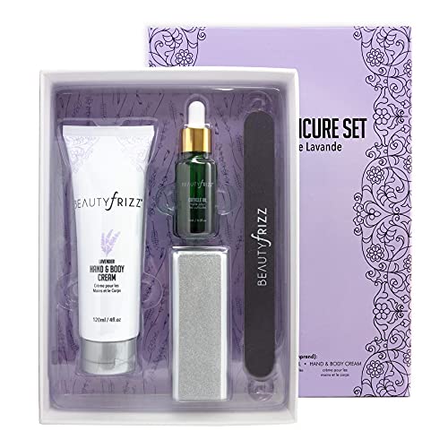 Beautyfrizz Lavender Nail Buffer Set - Manicure Set with 3-Sided Buffer, Cuti...