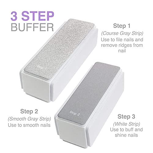 Beautyfrizz Lavender Nail Buffer Set - Manicure Set with 3-Sided Buffer, Cuti...