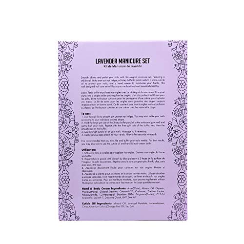 Beautyfrizz Lavender Nail Buffer Set - Manicure Set with 3-Sided Buffer, Cuti...