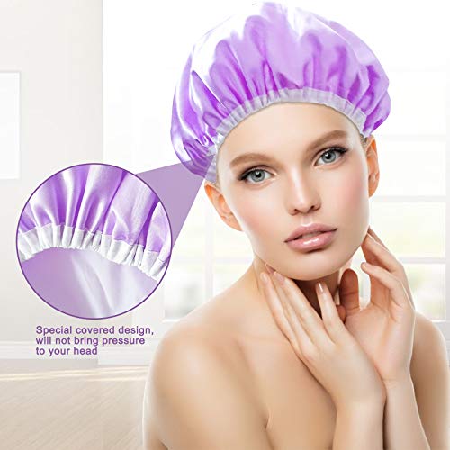 Shower Cap, 3 Pack Shower Caps for Women, Beauty Salon Spa Shower Caps, Doubl...