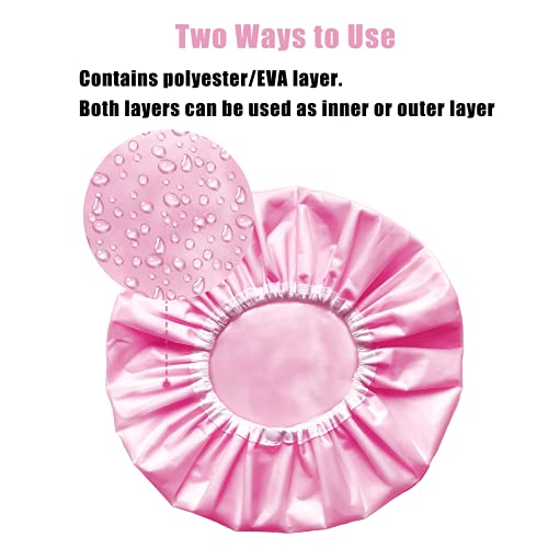 Shower Cap, 3 Pack Shower Caps for Women, Beauty Salon Spa Shower Caps, Doubl...