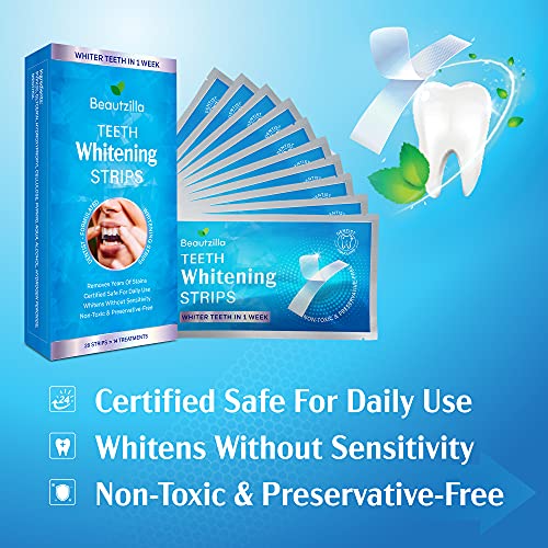 Beautzilla Teeth Whitening Strips - Safe Formula for Sensitive Teeth Teeth Wh...