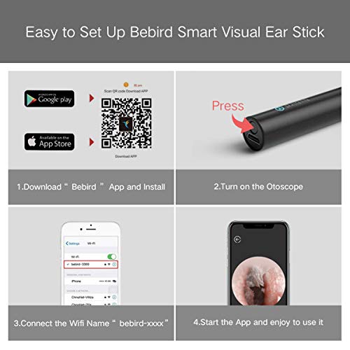 BEBIRD® C3 Ear Cleaner, Ear Wax Removal Tool Wireless Otoscope with 1080P HD ...
