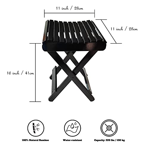 BECUTY 16 Inch High Bamboo Folding Stool- Portable Indoor & Outdoor Foot-Rest...
