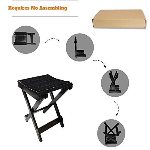 BECUTY 16 Inch High Bamboo Folding Stool- Portable Indoor & Outdoor Foot-Rest...