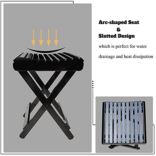 BECUTY 16 Inch High Bamboo Folding Stool- Portable Indoor & Outdoor Foot-Rest...