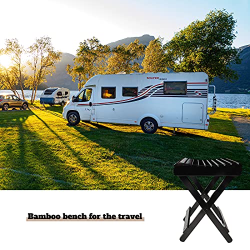 BECUTY 16 Inch High Bamboo Folding Stool- Portable Indoor & Outdoor Foot-Rest...