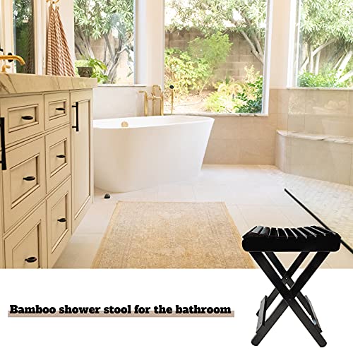 BECUTY 16 Inch High Bamboo Folding Stool- Portable Indoor & Outdoor Foot-Rest...