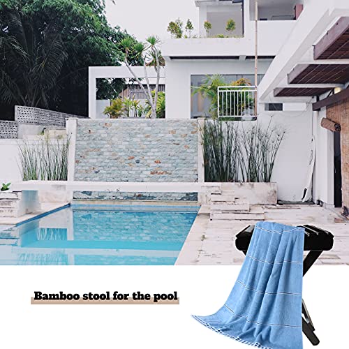 BECUTY 16 Inch High Bamboo Folding Stool- Portable Indoor & Outdoor Foot-Rest...