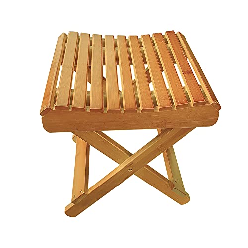 BECUTY Bamboo Folding Stool for Shaving/ Shower/ Foot Rest/ Outside Finishing...