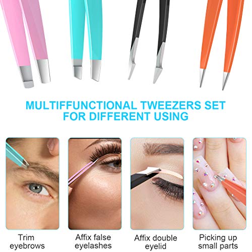 Tweezers For Women,bedace Stocking Stuffers 4 Pack Precision Tweezers For Eye...