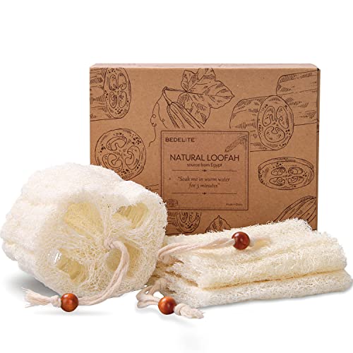BEDELITE 100% Natural Loofah Sponge - Real Egyptian Shower Loofah Sponge, Bat...