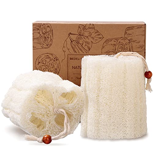 BEDELITE 100% Natural Loofah Sponge - Real Egyptian Shower Loofah Sponge, Bat...