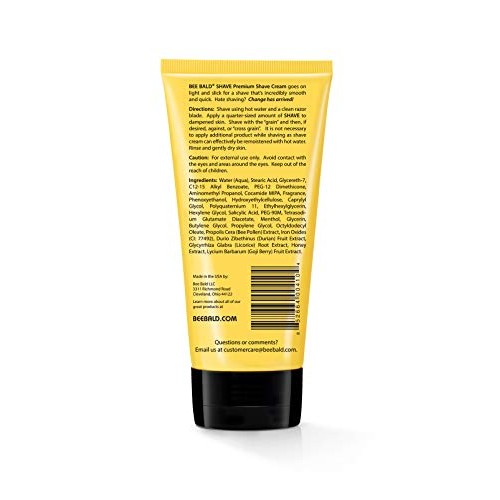 BEE BALD SHAVE Premium Shave Cream Goes On Light & Slick For A Shave That's I...