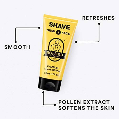 BEE BALD SHAVE Premium Shave Cream Goes On Light & Slick For A Shave That's I...