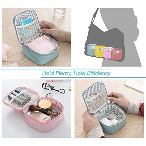BeeChamp 4pcs Cute Small Travel Sanitary Holder Girls Waterproof Cosmetic Jew...