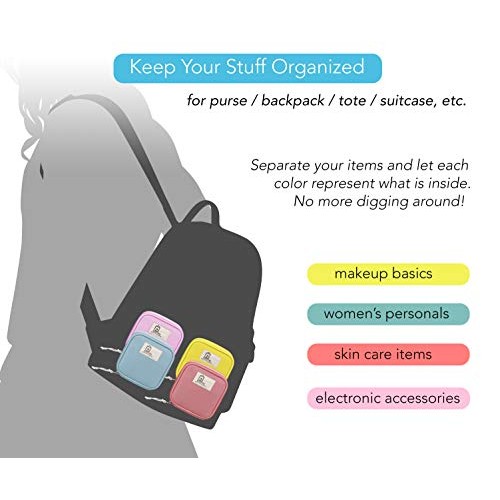 BeeChamp 4pcs Cute Small Travel Sanitary Holder Girls Waterproof Cosmetic Jew...