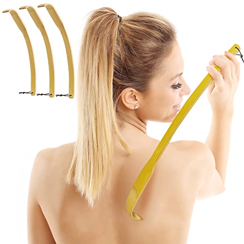 3 PCS 17'' Curved Bamboo Back Scratcher - Long Sturdy Handle Back Scratchers ...