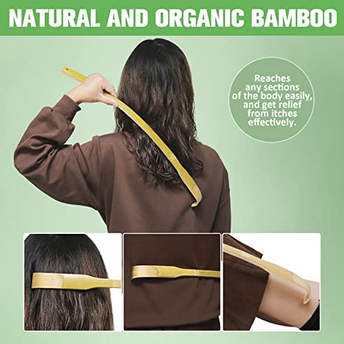 5 PCS 17" Curved Bamboo Wooden Back Scratchers - Back Scratchers for Men Wome...