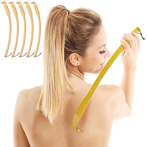 5 PCS 17" Curved Bamboo Wooden Back Scratchers - Back Scratchers for Men Wome...