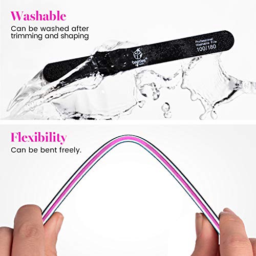 Beetles 10 PCS Professional Nail File Set, Double Sided Emery Board 100/180 G...