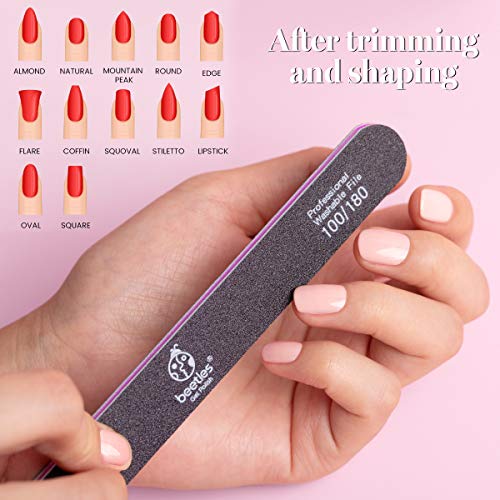 Beetles 10 PCS Professional Nail File Set, Double Sided Emery Board 100/180 G...