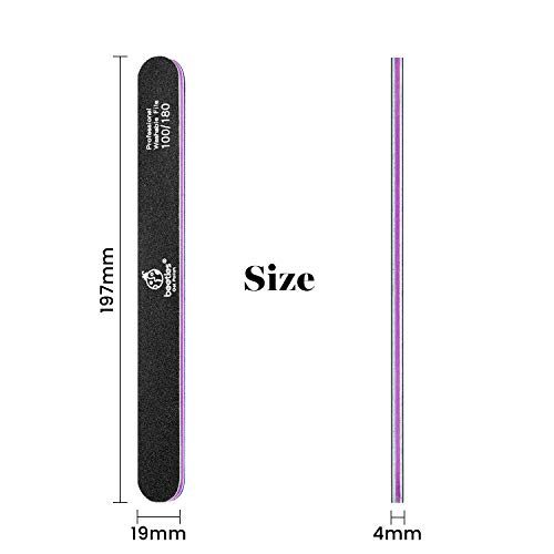 Beetles 10 PCS Professional Nail File Set, Double Sided Emery Board 100/180 G...