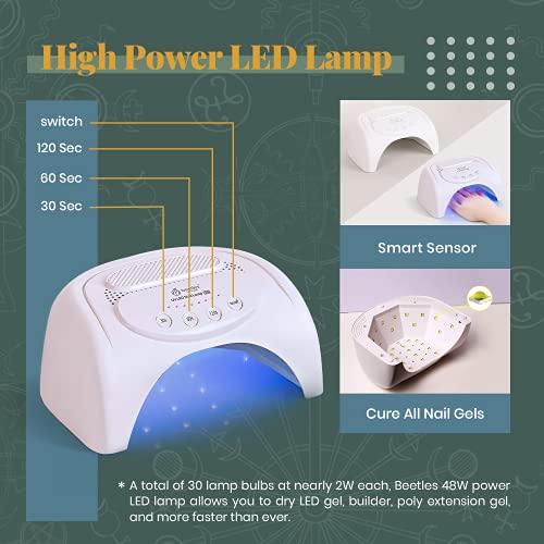 Beetles 12 Color Gel Nail Polish Starter Kit with U V Light 48W LED Nail Lamp...