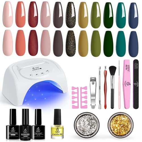 Beetles 12 Color Gel Nail Polish Starter Kit with U V Light 48W LED Nail Lamp...