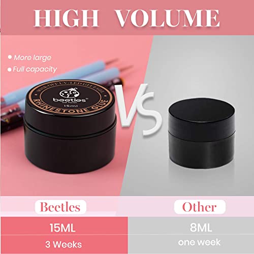 Beetles 15ml Nail Art Rhinestone Glue Gel Clear No Wipe Adhesive Resin Gems D...