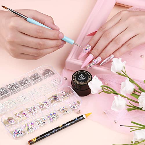 Beetles 15ml Nail Art Rhinestone Glue Gel Clear No Wipe Adhesive Resin Gems D...