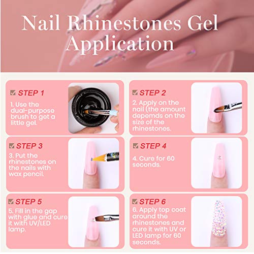 Beetles 15ml Nail Art Rhinestone Glue Gel Clear No Wipe Adhesive Resin Gems D...