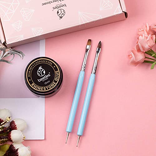 Beetles 15ml Nail Art Rhinestone Glue Gel Clear No Wipe Adhesive Resin Gems D...