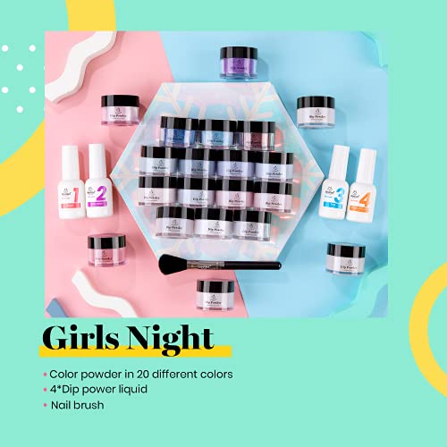 Beetles 20 Pcs Dip Powder Nail Kit, Girls Night Collection Dipping Powder Set...