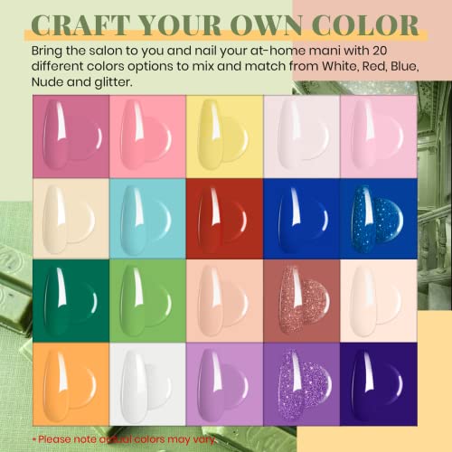 Beetles 20 Pcs Gel Nail Polish Kit, Pastel Pink Yellow Blue Red Glitter Nude ...