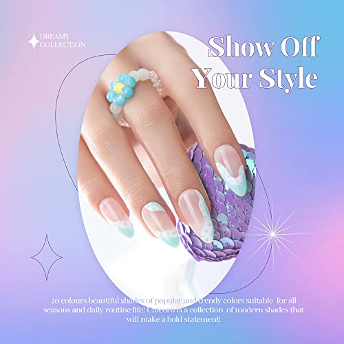 Beetles 23 Pcs Gel Nail Polish Kit, Unicorn Collection Pastel Pink Yellow Blu...