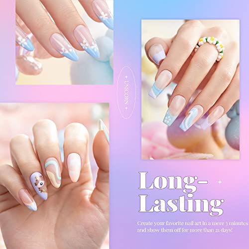 Beetles 23 Pcs Gel Nail Polish Kit, Unicorn Collection Pastel Pink Yellow Blu...