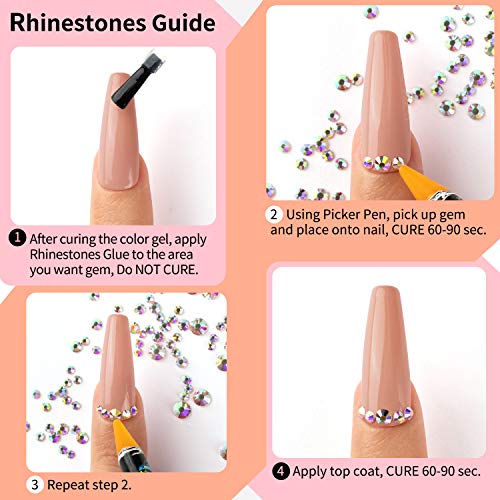 Beetles 8 Colors Nude Pinks Gel Nail Polish Kit with 720 Pcs AB Round Crystal...