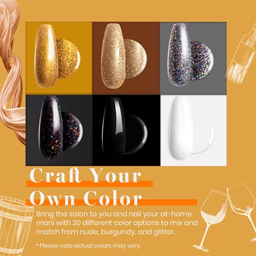 Beetles Black Gold Glitter Gel Nail Polish Set - 6 Colors White Silver Rose G...