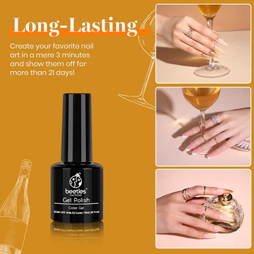 Beetles Black Gold Glitter Gel Nail Polish Set - 6 Colors White Silver Rose G...