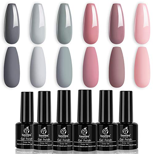 Beetles Bridesmaid Beauty Classic Gel Nail Polish Set - Nude Gray Pink 6 Colo...