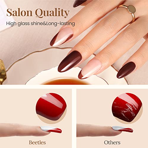 Beetles Dip Powder Gel Liquid Set with Base-Top Coat, Activator, and Brush Sa...